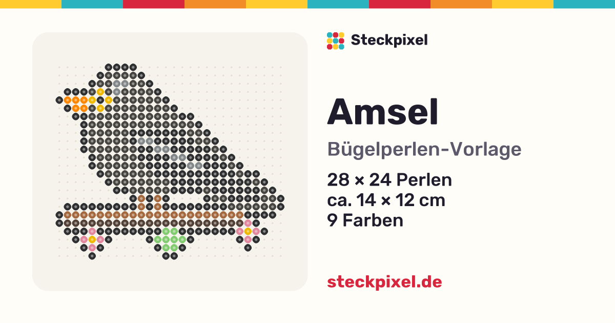 Bügelperlen-Vorlage Amsel