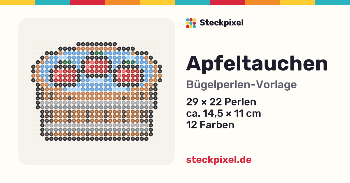 Bügelperlen-Vorlage Apfeltauchen