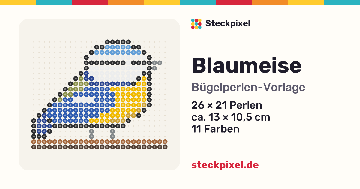 Bügelperlen-Vorlage Blaumeise