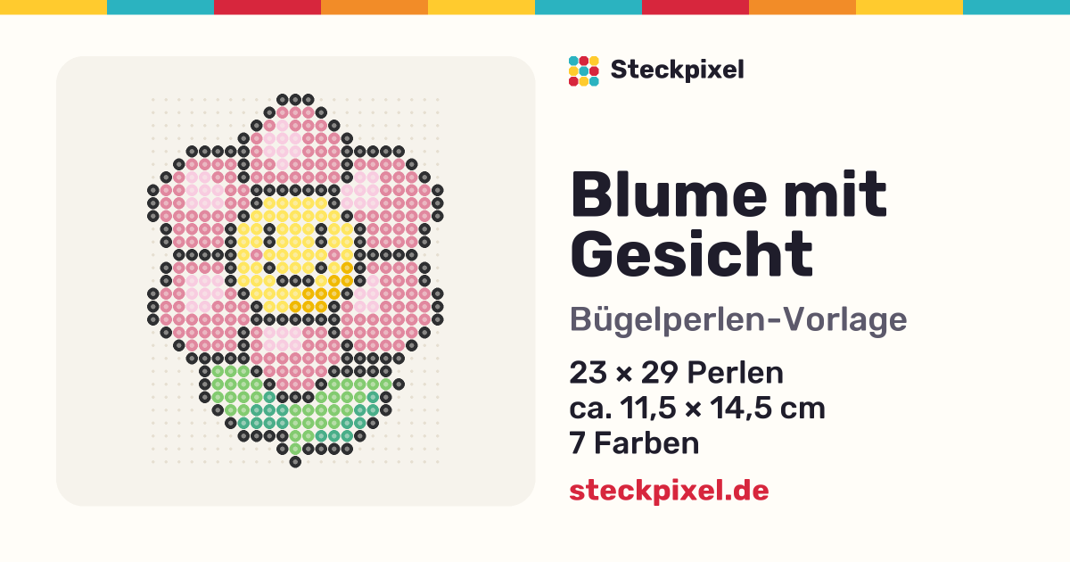Bügelperlen-Vorlage Blume mit Gesicht