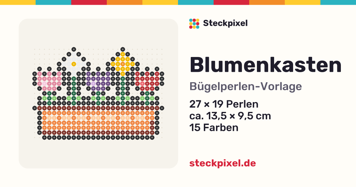 Bügelperlen-Vorlage Blumenkasten