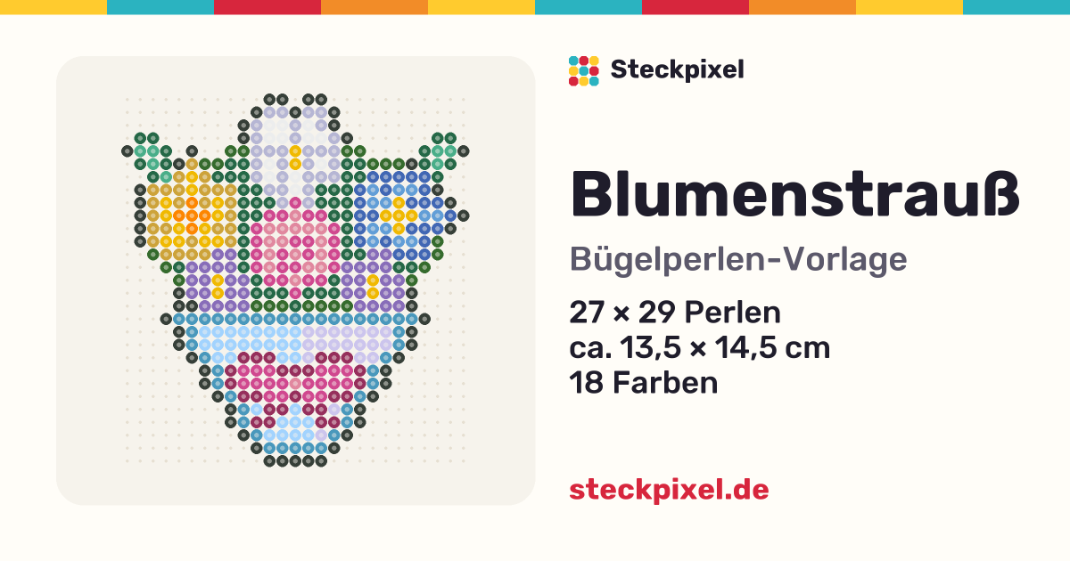 Bügelperlen-Vorlage Blumenstrauß