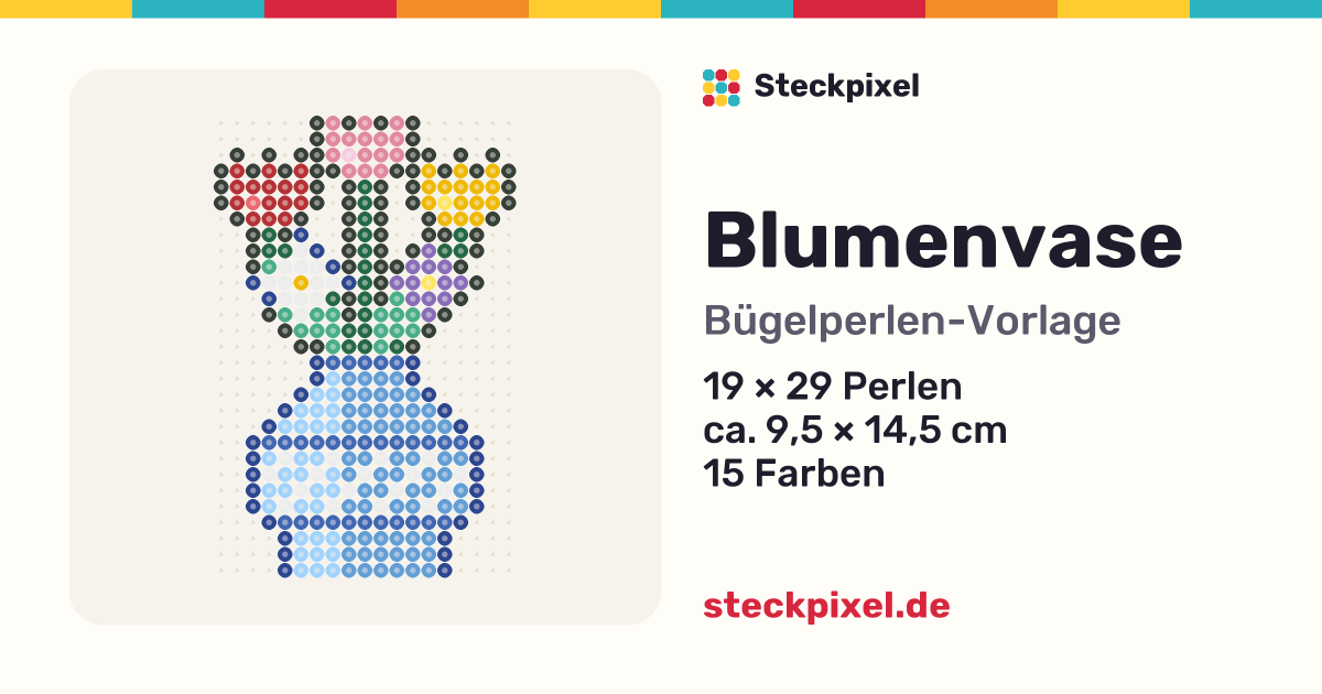 Bügelperlen-Vorlage Blumenvase