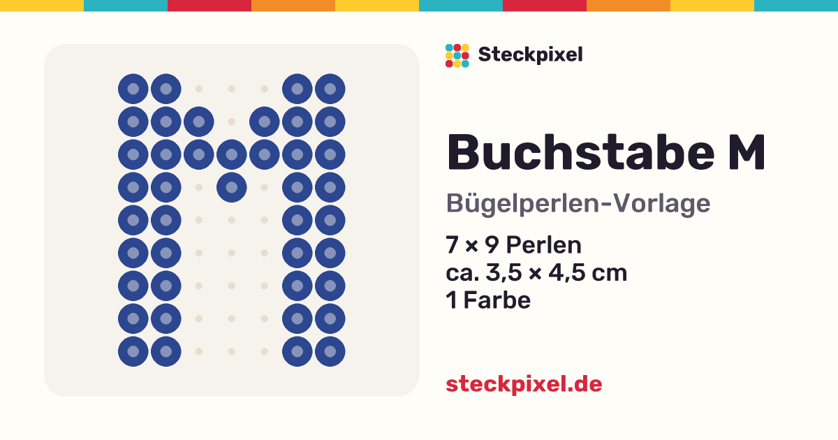 Bügelperlen-Vorlage Buchstabe M
