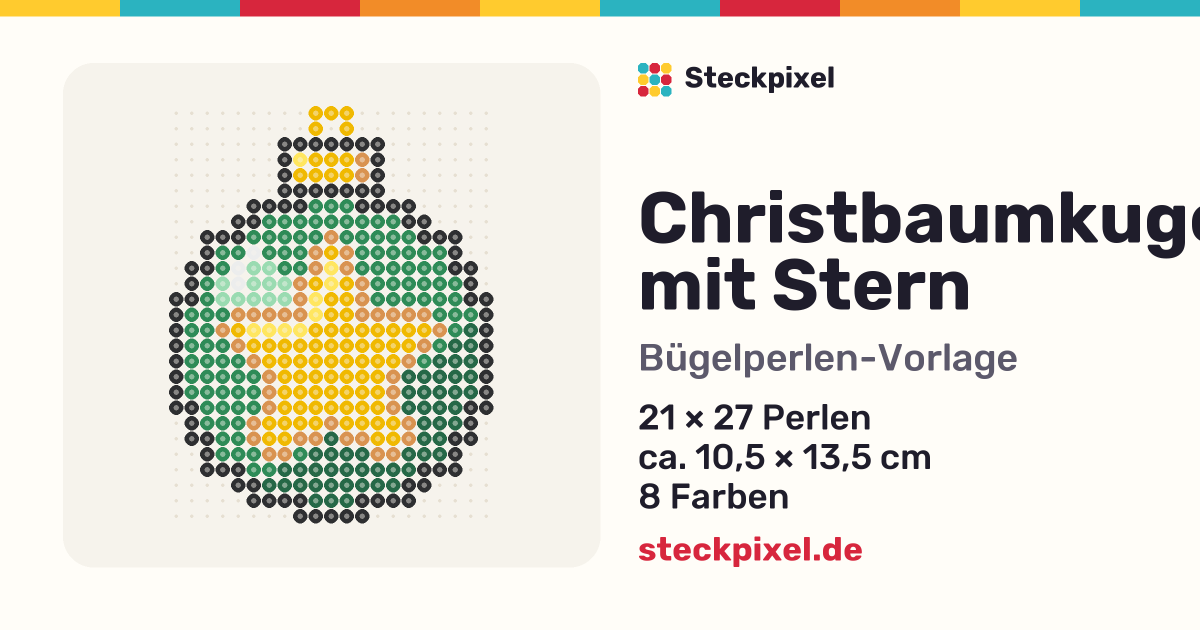 Bügelperlen-Vorlage Christbaumkugel mit Stern