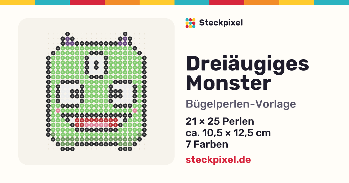 Bügelperlen-Vorlage Dreiäugiges Monster