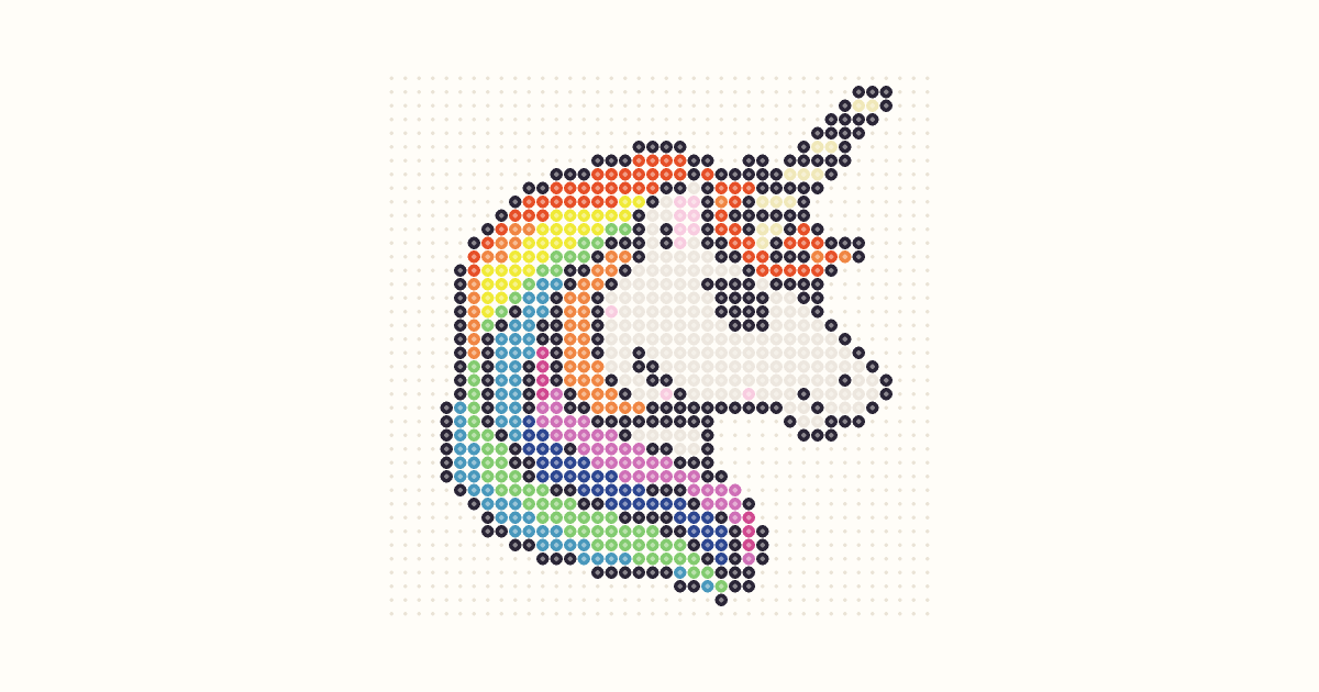 Bügelperlen-Vorlage Einhorn mit Regenbogen-Haaren