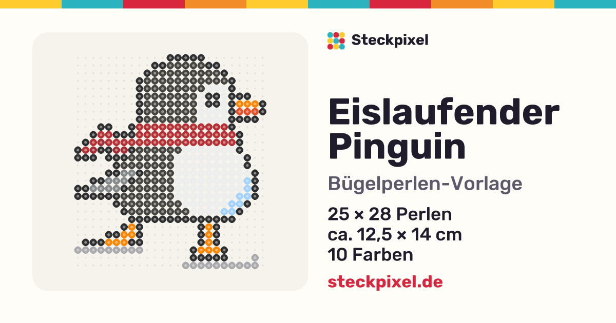 Bügelperlen-Vorlage Eislaufender Pinguin