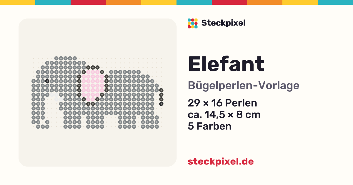 Bügelperlen-Vorlage Elefant