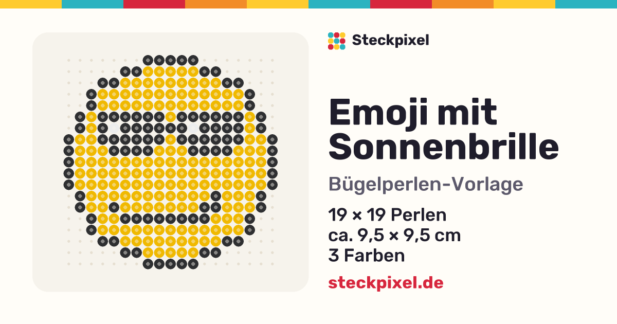 Bügelperlen-Vorlage Emoji mit Sonnenbrille