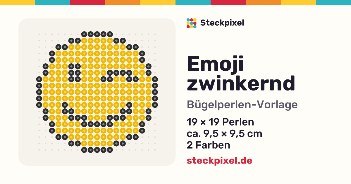 Bügelperlen-Vorlage Emoji zwinkernd