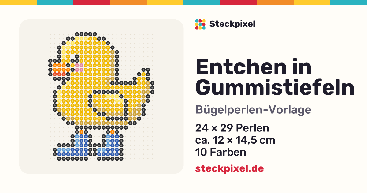 Bügelperlen-Vorlage Entchen in Gummistiefeln