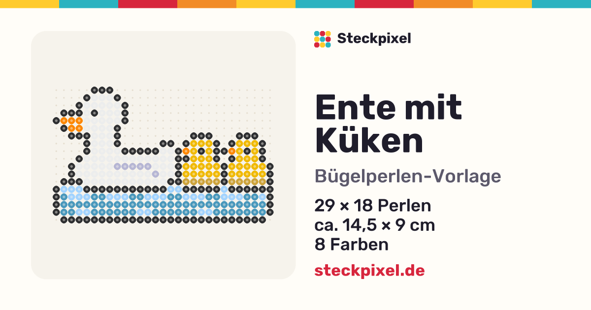 Bügelperlen-Vorlage Ente mit Küken