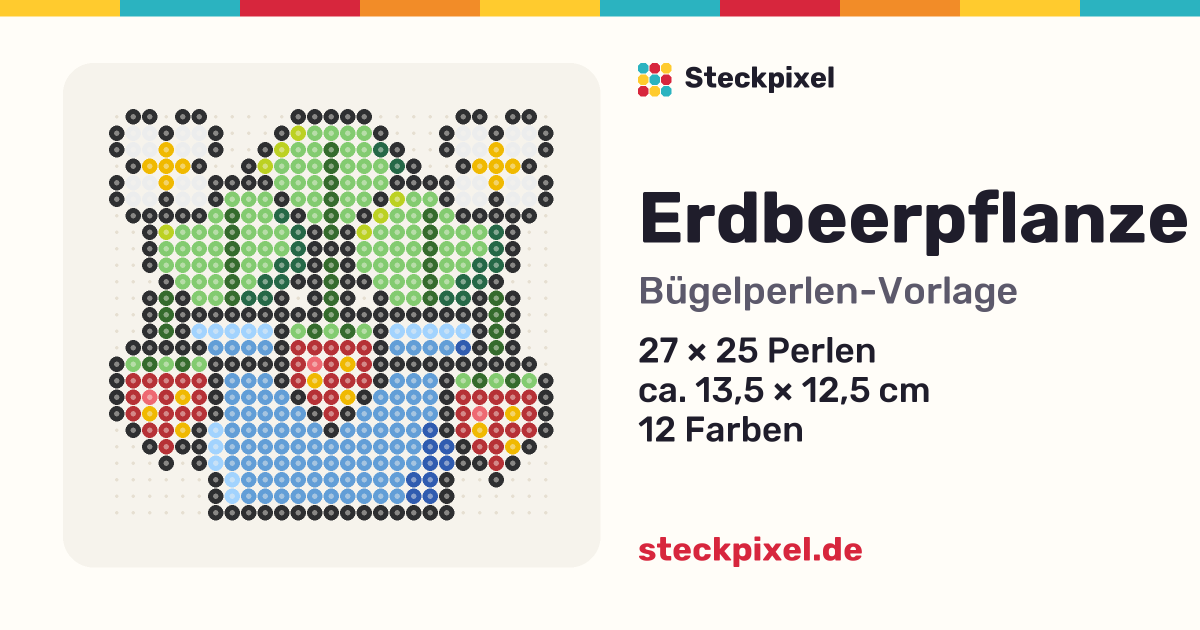 Bügelperlen-Vorlage Erdbeerpflanze
