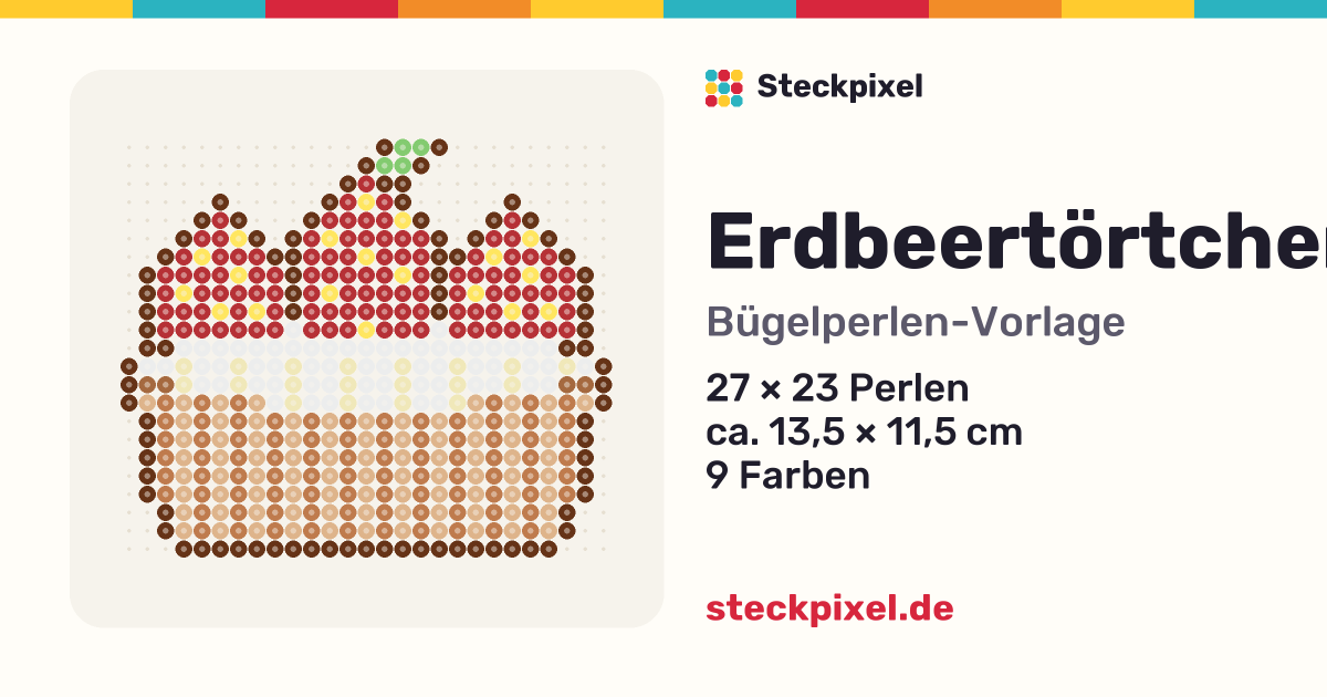 Bügelperlen-Vorlage Erdbeertörtchen