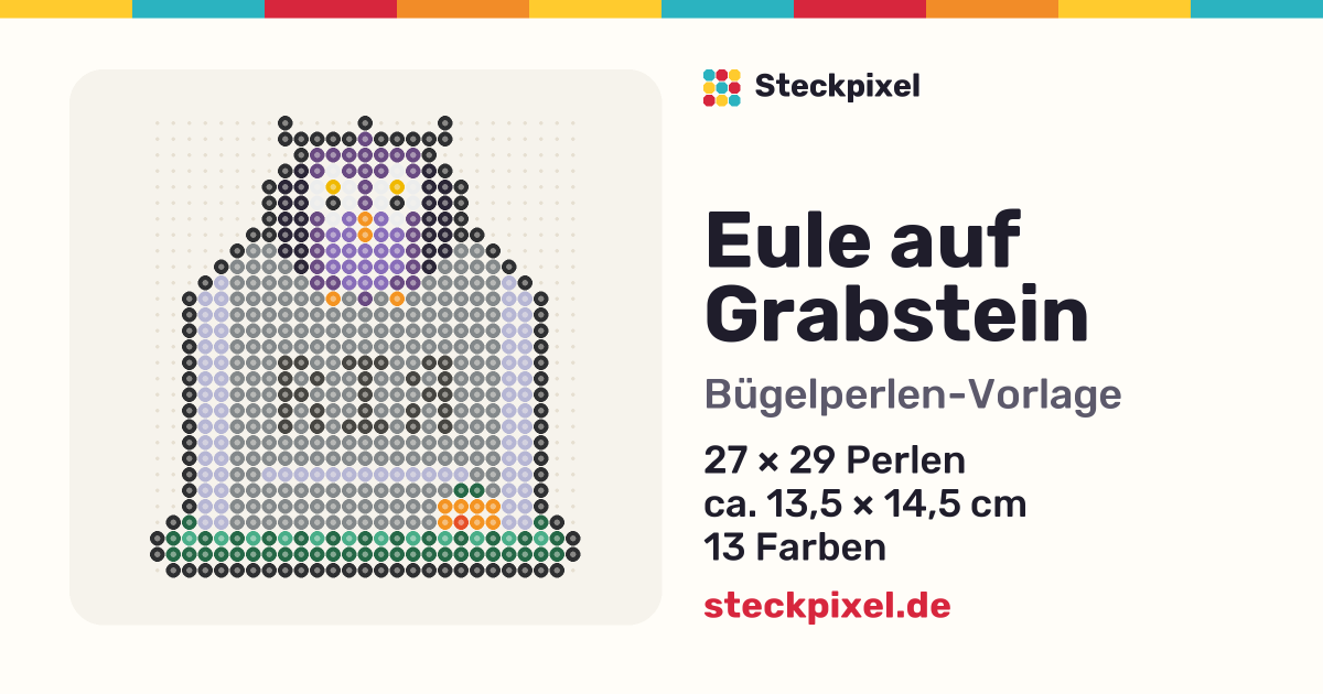 Bügelperlen-Vorlage Eule auf Grabstein