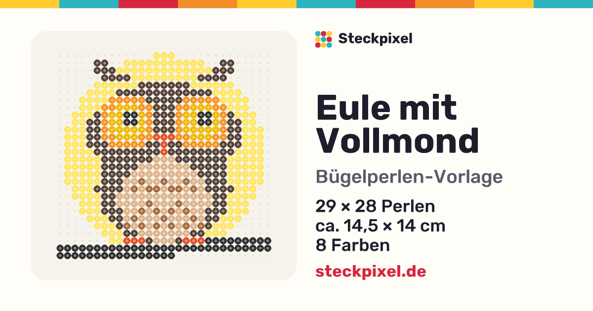 Bügelperlen-Vorlage Eule mit Vollmond