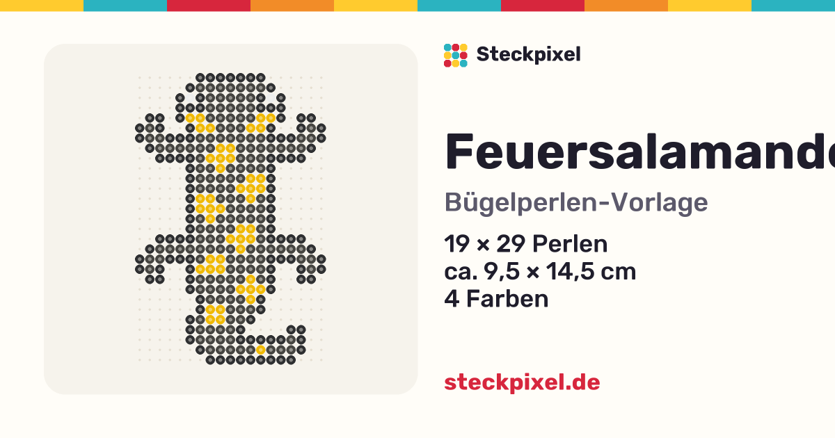 Bügelperlen-Vorlage Feuersalamander