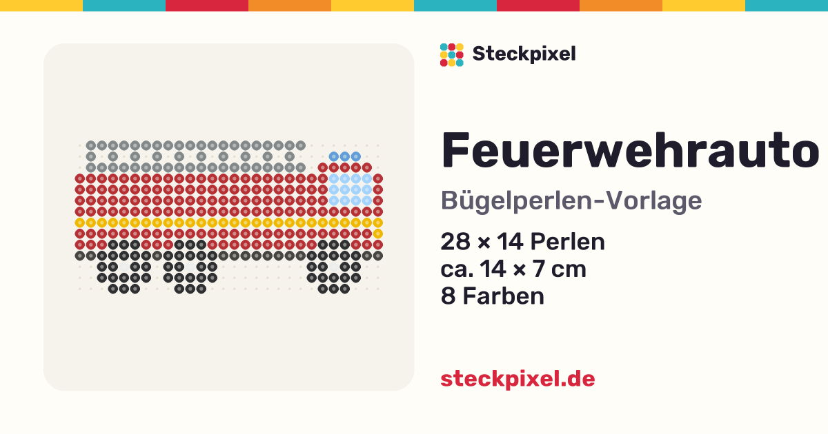 Bügelperlen-Vorlage Feuerwehrauto