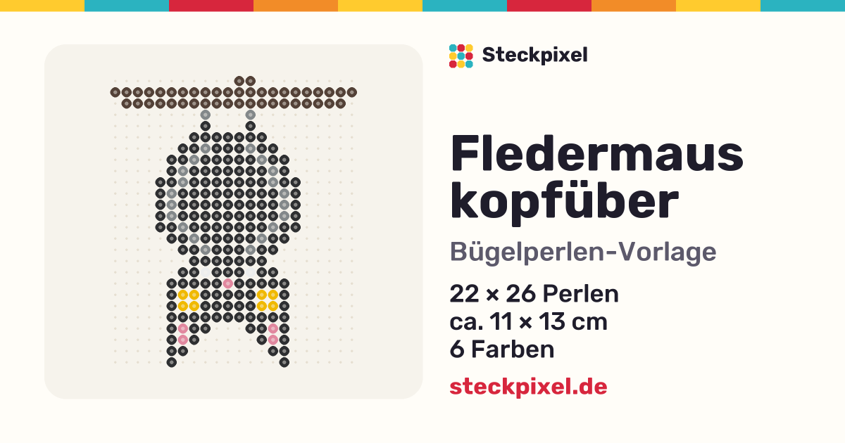 Bügelperlen-Vorlage Fledermaus kopfüber
