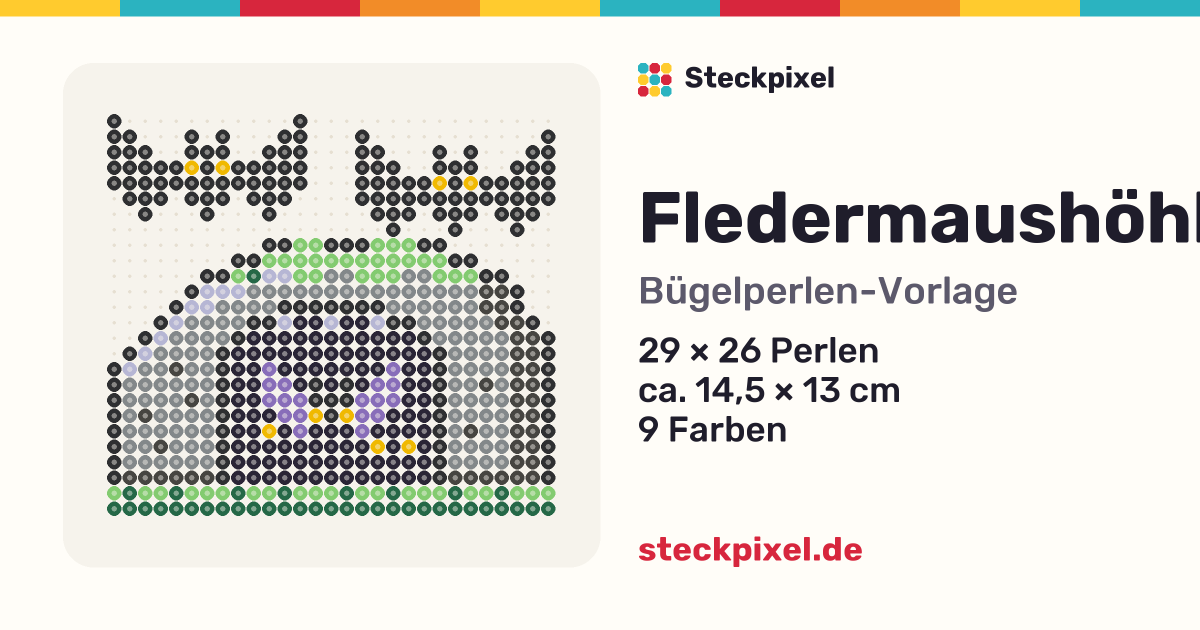 Bügelperlen-Vorlage Fledermaushöhle