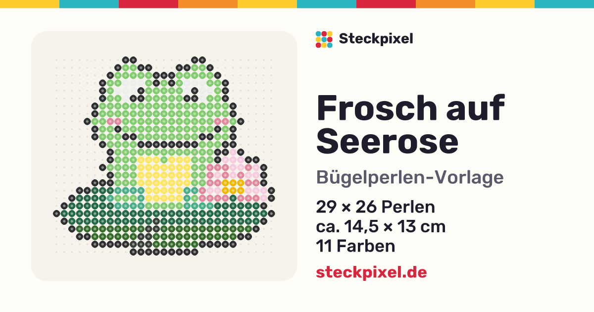 Bügelperlen-Vorlage Frosch auf Seerose