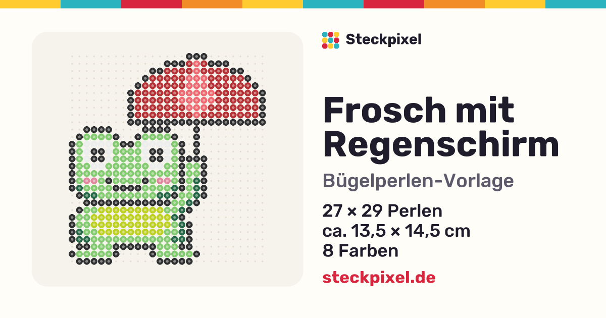 Bügelperlen-Vorlage Frosch mit Regenschirm