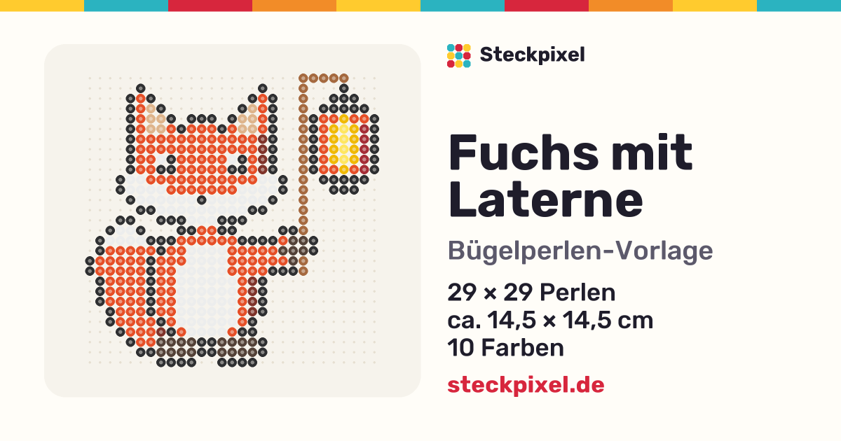 Bügelperlen-Vorlage Fuchs mit Laterne
