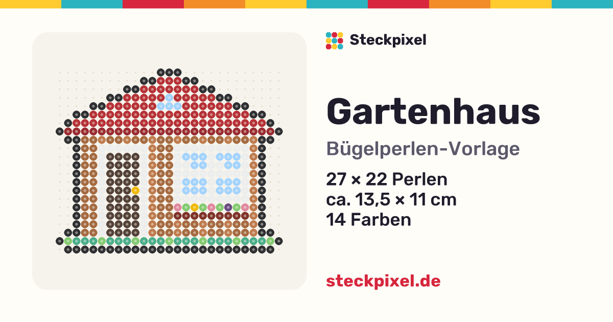 Bügelperlen-Vorlage Gartenhaus