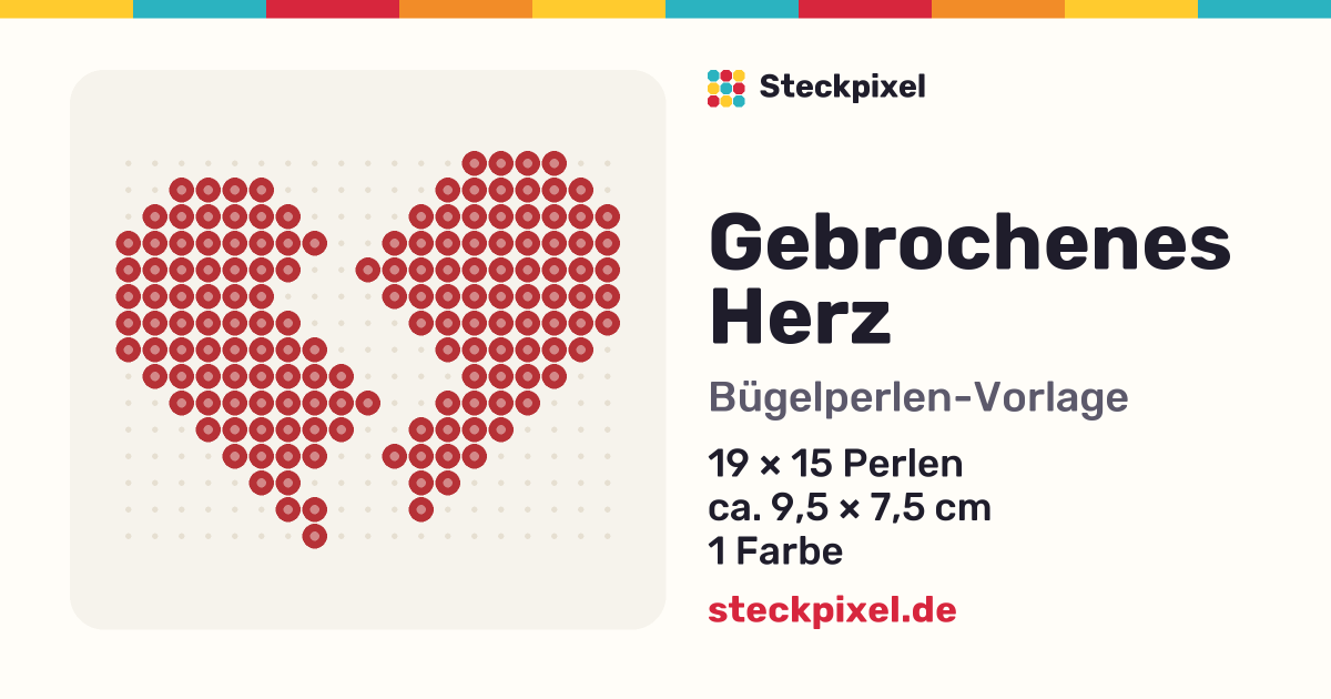 Bügelperlen-Vorlage Gebrochenes Herz