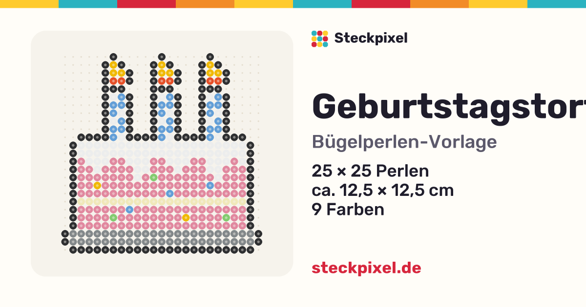 Bügelperlen-Vorlage Geburtstagstorte