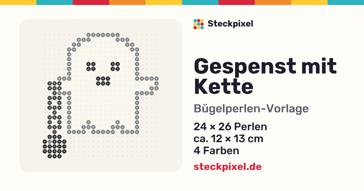 Bügelperlen-Vorlage Gespenst mit Kette