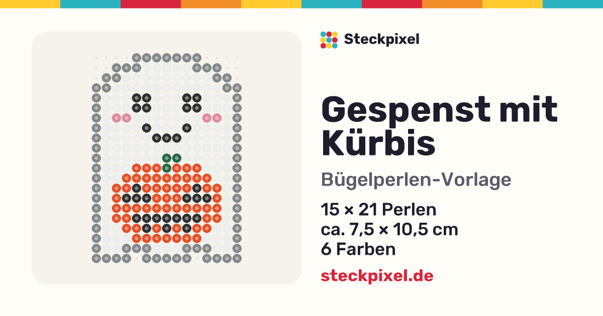 Bügelperlen-Vorlage Gespenst mit Kürbis