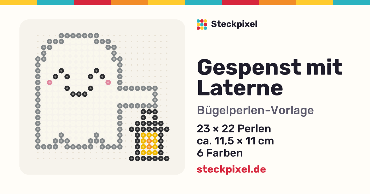 Bügelperlen-Vorlage Gespenst mit Laterne