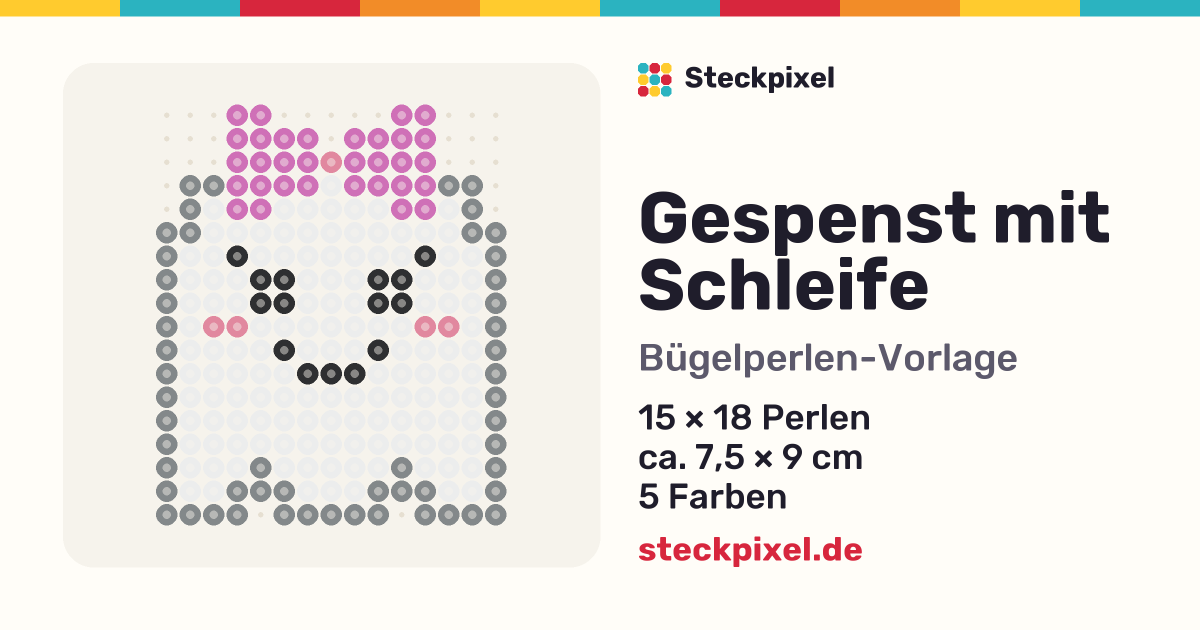 Bügelperlen-Vorlage Gespenst mit Schleife