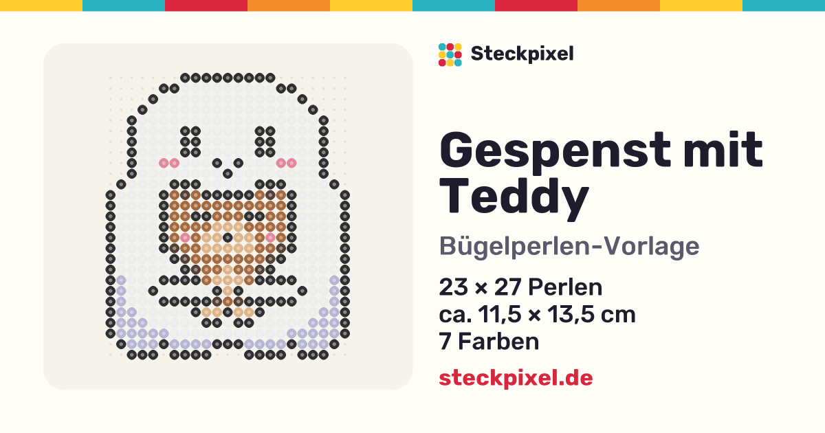 Bügelperlen-Vorlage Gespenst mit Teddy