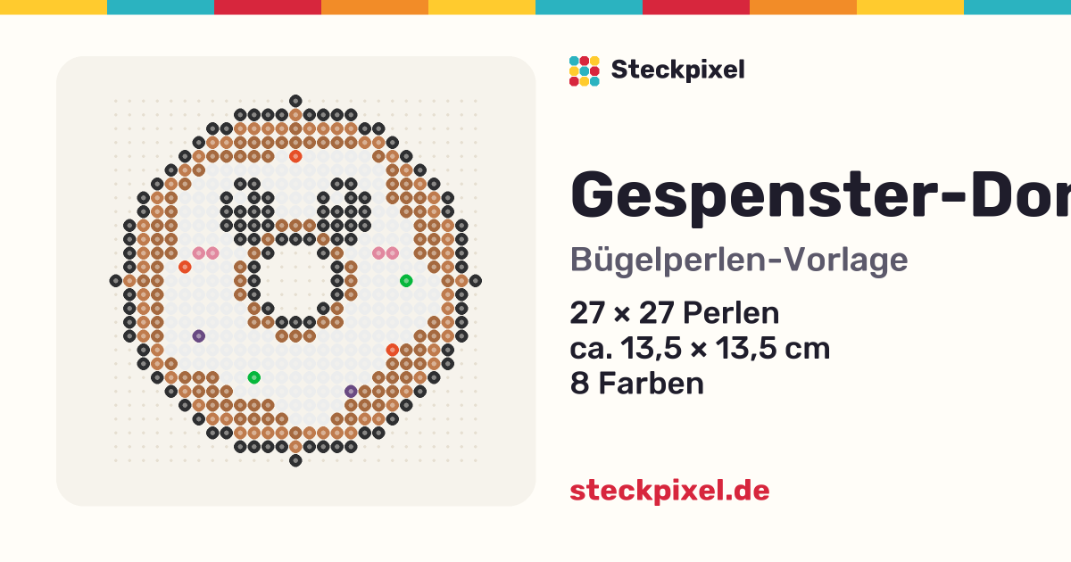 Bügelperlen-Vorlage Gespenster-Donut