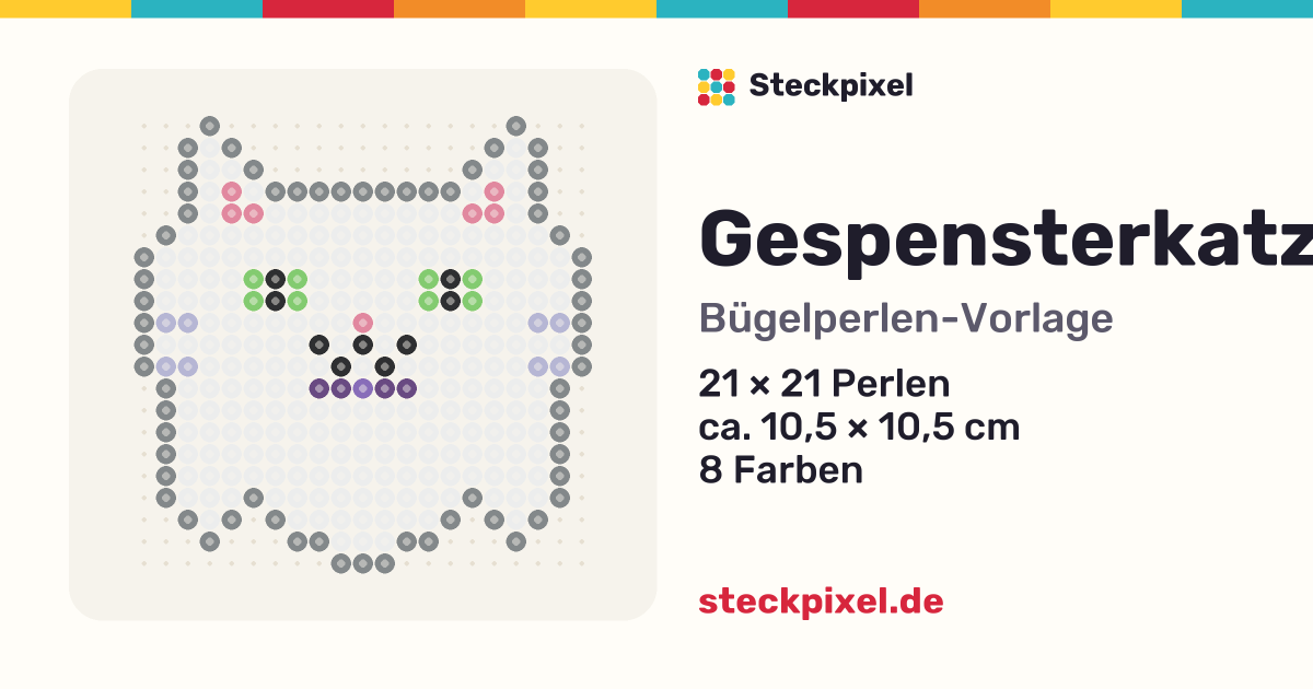 Bügelperlen-Vorlage Gespensterkatze