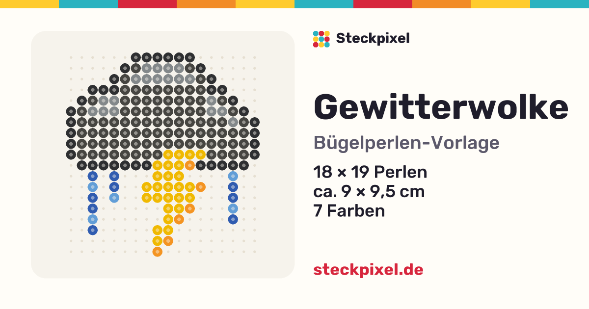 Bügelperlen-Vorlage Gewitterwolke