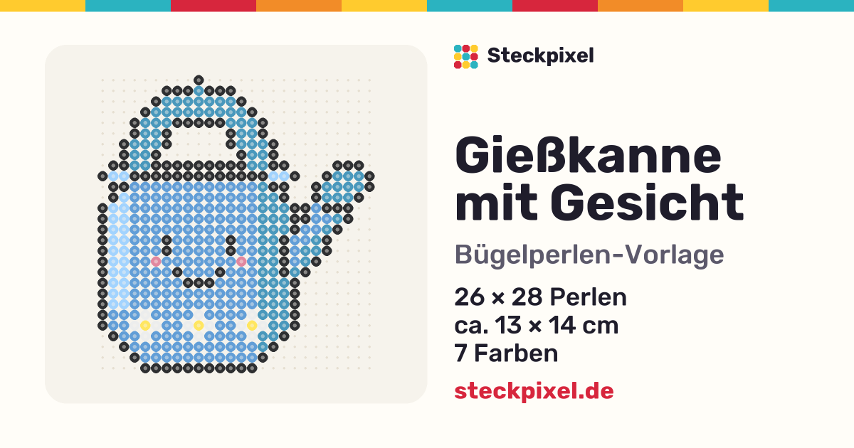 Bügelperlen-Vorlage Gießkanne mit Gesicht