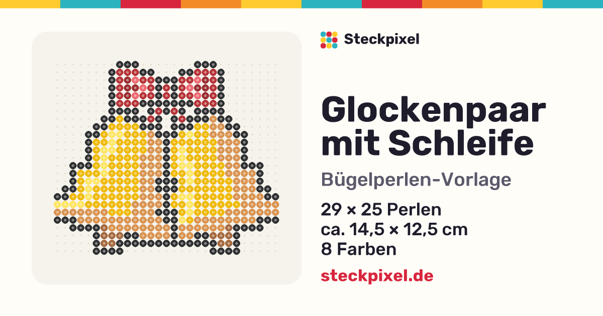 Bügelperlen-Vorlage Glockenpaar mit Schleife