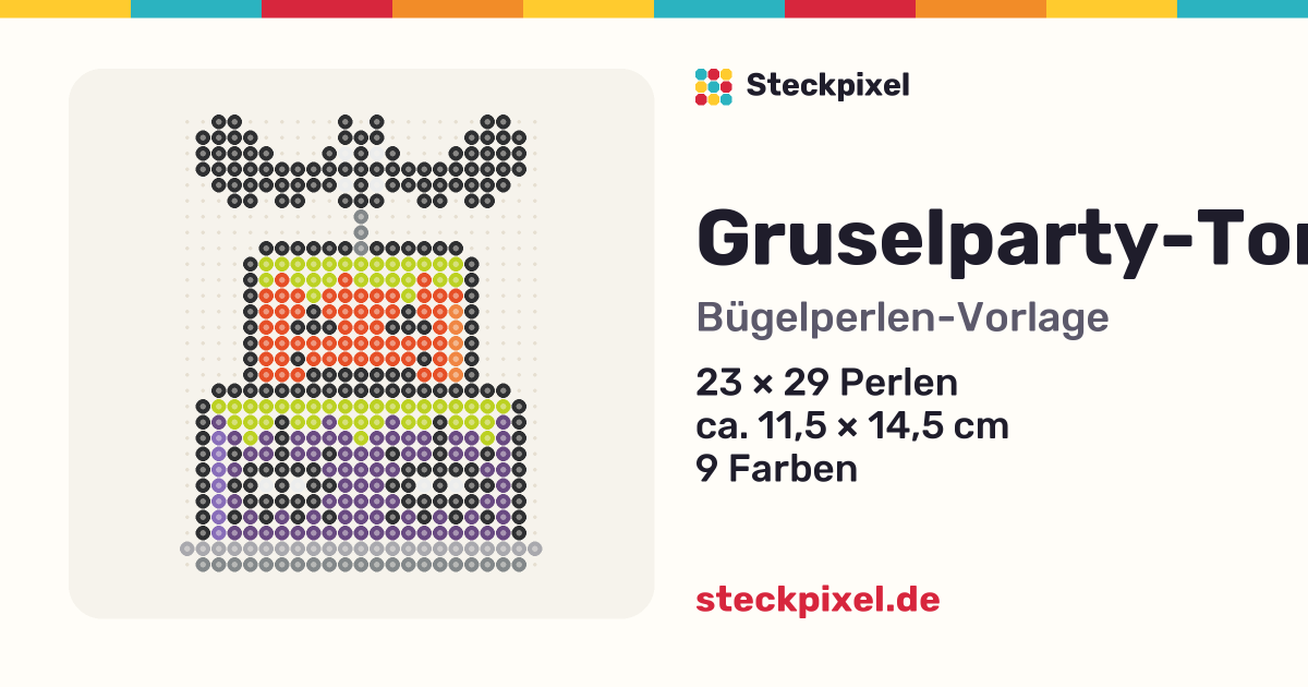Bügelperlen-Vorlage Gruselparty-Torte