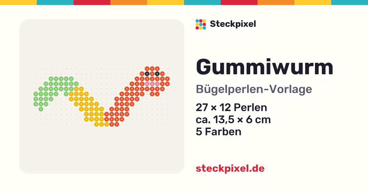 Bügelperlen-Vorlage Gummiwurm
