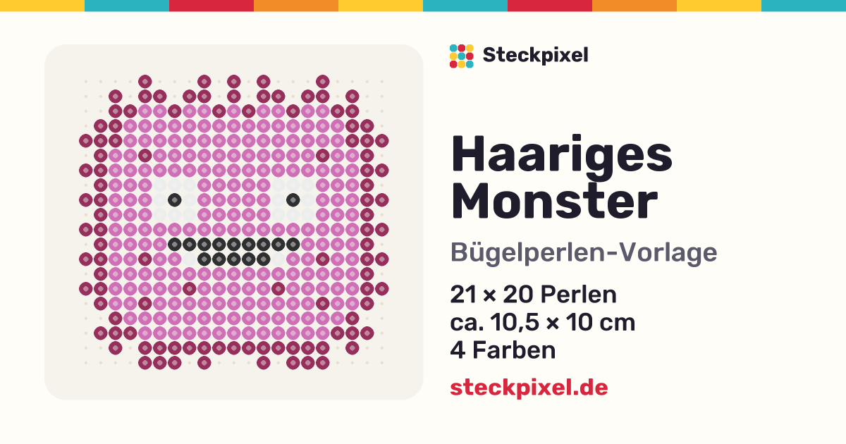 Bügelperlen-Vorlage Haariges Monster