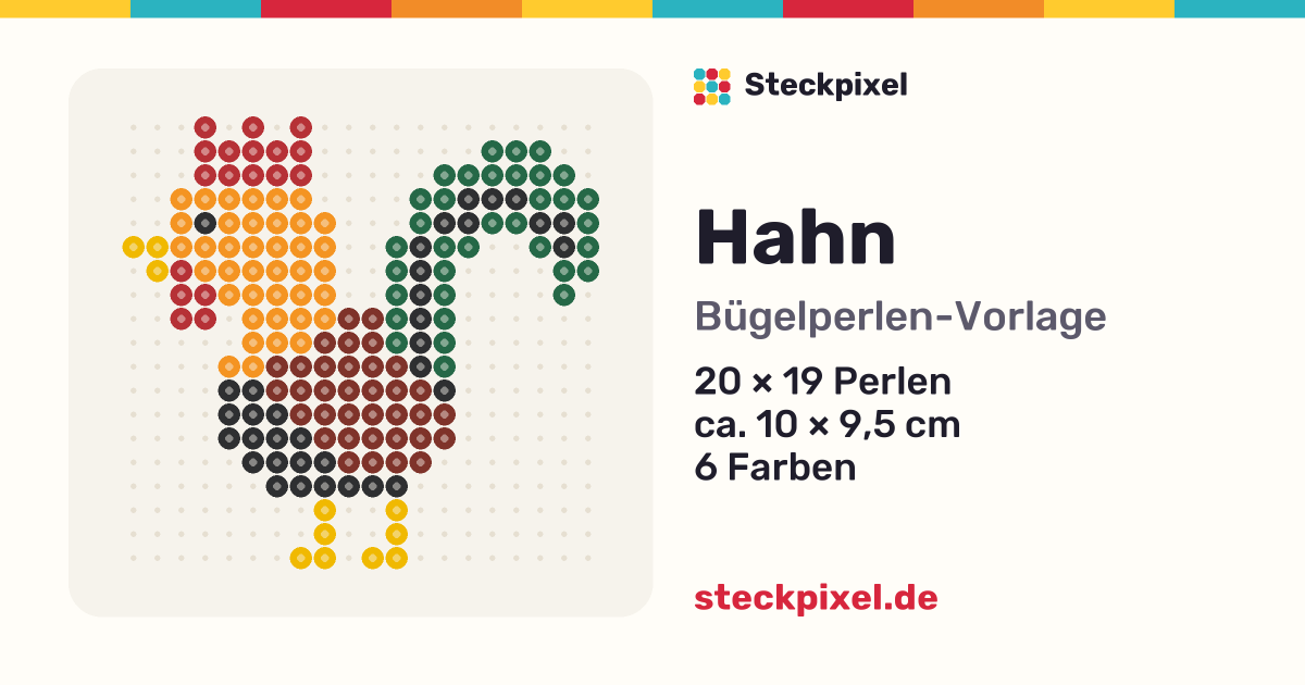 Bügelperlen-Vorlage Hahn