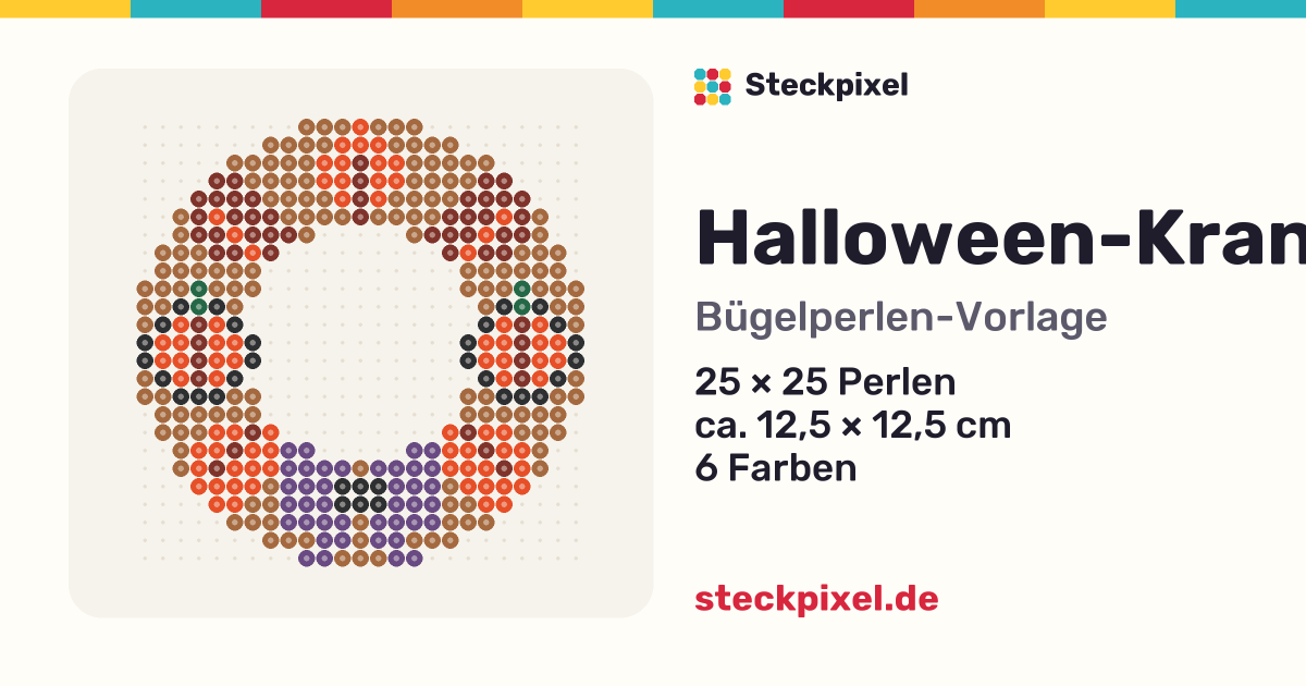 Bügelperlen-Vorlage Halloween-Kranz