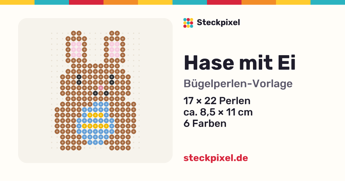 Bügelperlen-Vorlage Hase mit Ei