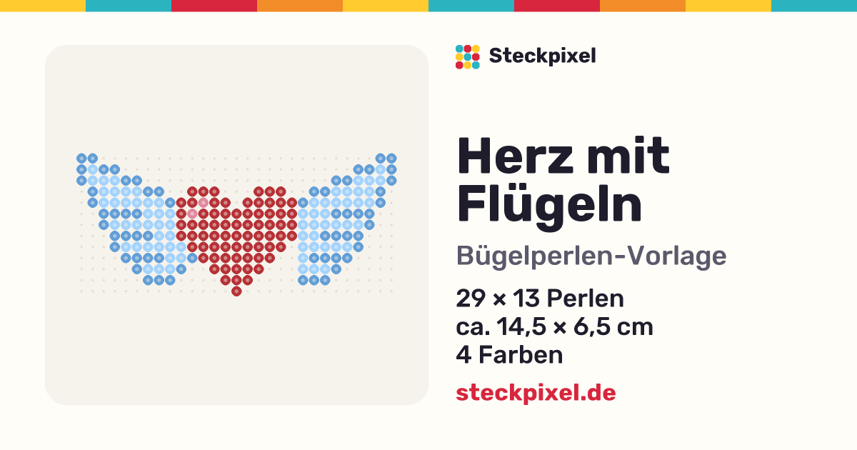 Bügelperlen-Vorlage Herz mit Flügeln