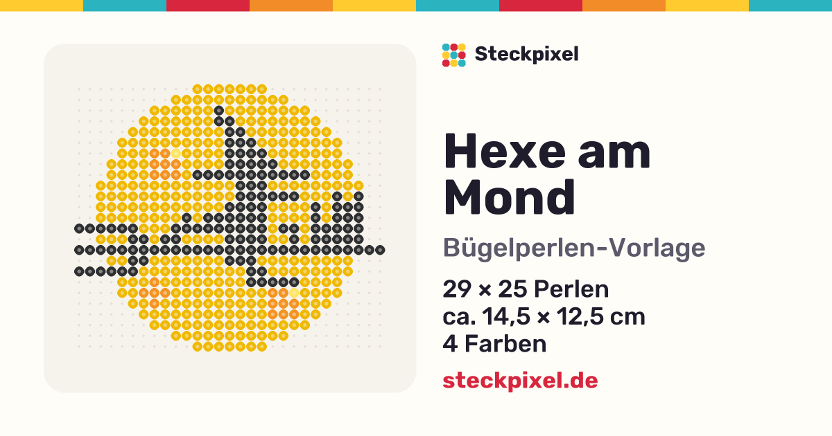 Bügelperlen-Vorlage Hexe am Mond