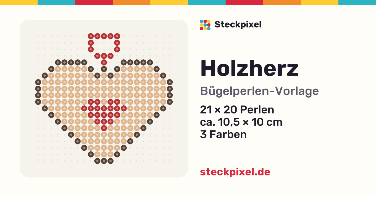 Bügelperlen-Vorlage Holzherz
